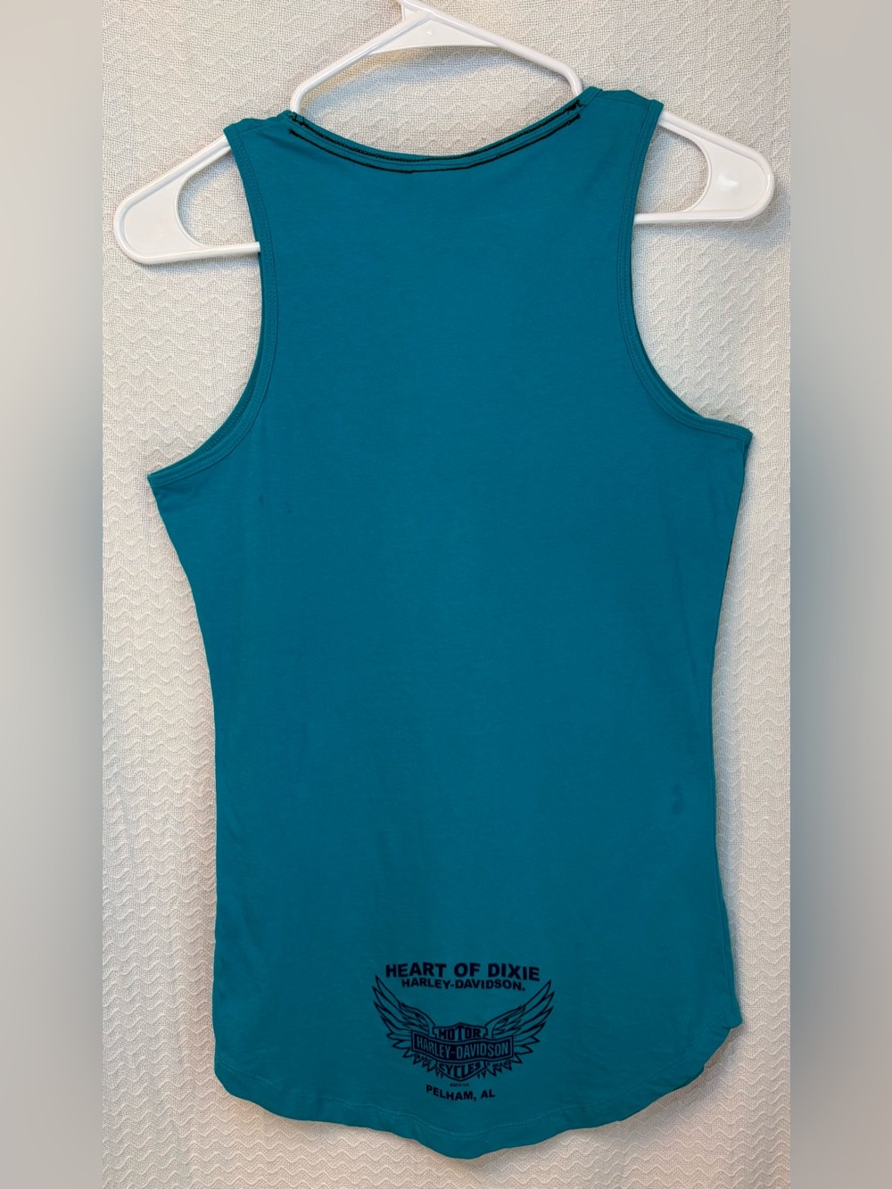 Harley Davidson women’s sequined teal tank top. Y2K Harley bling top.  Size S - Picture 2 of 5